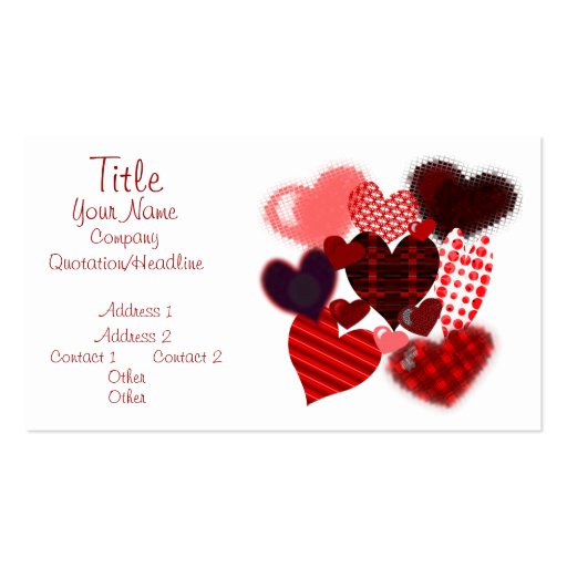 Textured Heart Collage Business Card (front side)