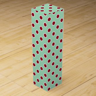 Textured Maroon Polka Dots on Mint Green Wine Box