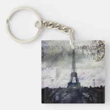 Textured Paris in Lavender Keychain Square Acrylic Key Chain