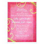 Textured Pink with Green Swirls Wedding Invitation