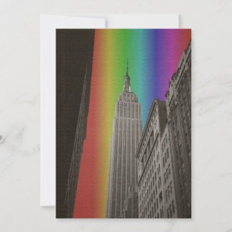 Textured Rainbow Empire State Gay Wedding Invite invitation