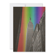 Textured Rainbow Empire State Gay Wedding Invite