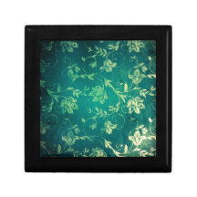 Textured Teal and yellow floral print. Jewelry Box