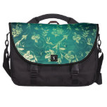 Textured Teal and yellow floral print. Computer Bag