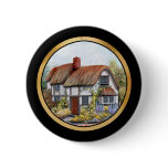 Thached Vintage Country Cottage Painting buttons