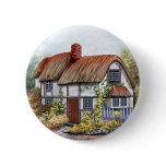 Thached Vintage Country Cottage Painting buttons