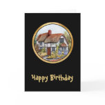 Thached Vintage Country Cottage Painting Card
