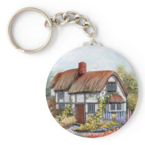 Thached Vintage Country Cottage Painting Key Chains