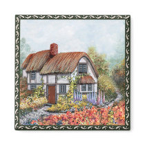 Thached Vintage Country Cottage Painting Magnet