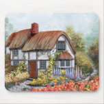 Thached Vintage Country Cottage Painting Mouse Pads