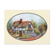 Thached Vintage Country Cottage Painting Post Card