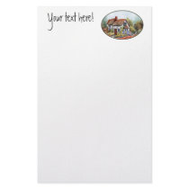 Thached Vintage Country Cottage Painting Personalized Stationery