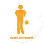 THAI FOOD CAN BE SPICY ⚠ Funny Sign : Restrooms ⚠ Round Stickers