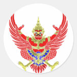 THAI GARUDA - KROOTH - SANSKRIT ROUND STICKER