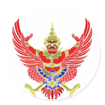 THAI GARUDA - KROOTH - SANSKRIT ROUND STICKER