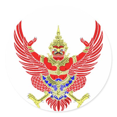 THAI GARUDA - KROOTH - SANSKRIT ROUND STICKER by saythany