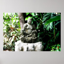 Thai Laughing Buddha in Garden poster