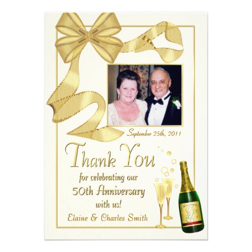 Thank You 50th Anniversary Gift - Flat photo card Custom Invite
