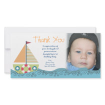 Thank You Baby Boy's 1st Birthday Party Photocard Photo Cards