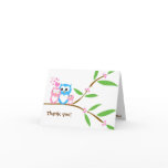 Thank you Baby Girl Owl Baby Shower Note Card cards