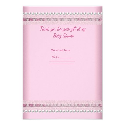 Thank You Baby Shower Girl Baby Pink Spot Pearl Personalized Announcements