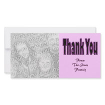 thank you black purple custom photo card