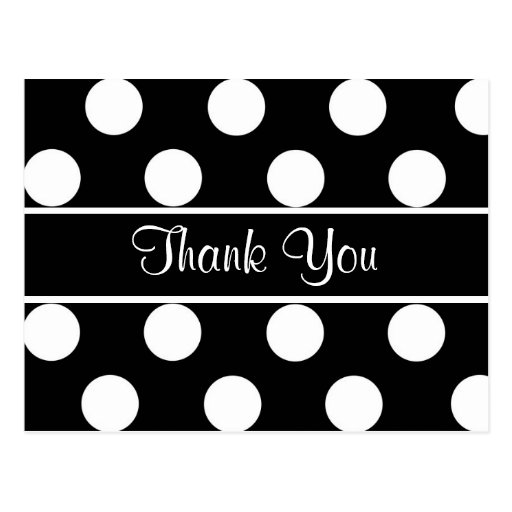 Thank You Black & White Polka Dot Pattern Postcard 