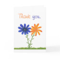 Thank you, blue and orange flowers, wedding cards card