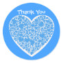 Thank You, blue and white hearts Round Sticker