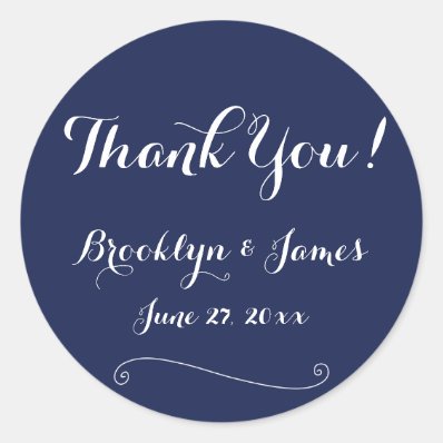 Thank You Blue And White Wedding Stickers
