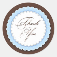 Thank You Blue/Brown Classic Round Sticker