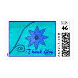 Thank You Blue Turquoise Flower stamps