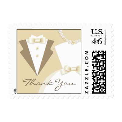 Thank You Bride & Groom Wedding Small Postage