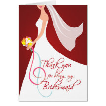 Thank you Bridesmaid - Burgundy Red Cards