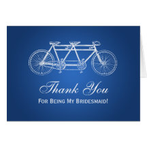 Thank You Bridesmaid Tandem Bike Blue Card