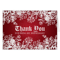 Thank You Bridesmaid Victorian Flourish Red cards