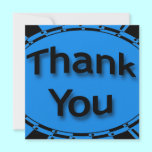 Thank You bright turquoise blue black invitations