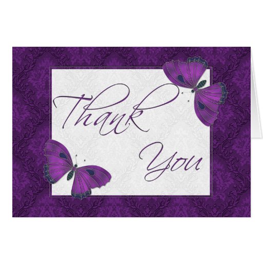 Thank You Butterfly Brocade Purple Stationery Note Card Zazzle