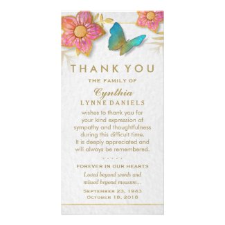 Thank You Butterfly Floral White Gold Sympathy
