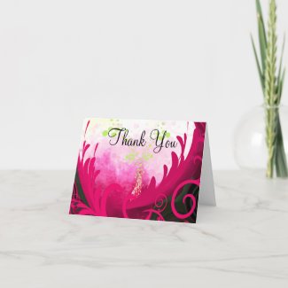 Thank You Cala Lily Rasberry with Lime Bubbles card