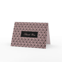Thank You Card - Blush Pink Damask
