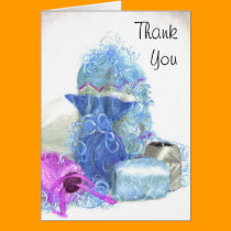 Thank You Card Decorative Blue Art Customize It cards
