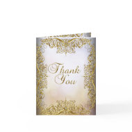 Thank You Card Elegant Beige White Gold
