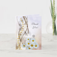 Thank You Card Elegant White Gold Daisy Floral