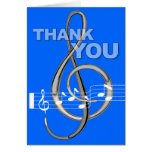 Thank You Card G Clef Music Note Blue