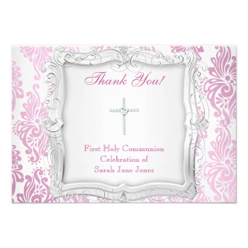 Thank You Card Girl First Holy Communion Cross