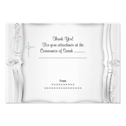 Thank You Card Girl First Holy Communion Cross