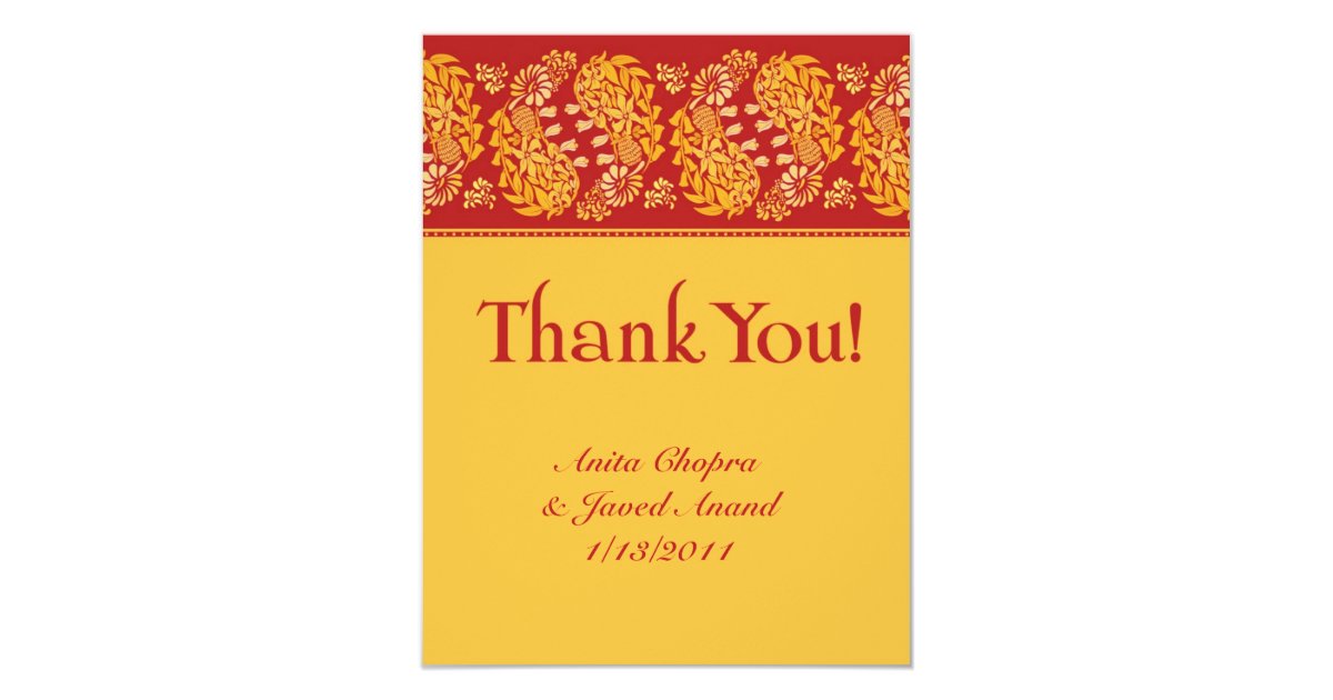 Thank you Card Indian Wedding Zazzle