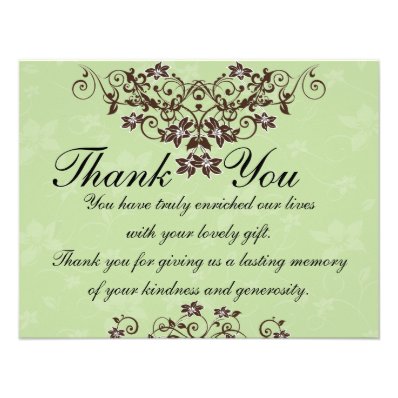 Thank You Card - Mint Green & Chocolate Brown Personalized Announcements