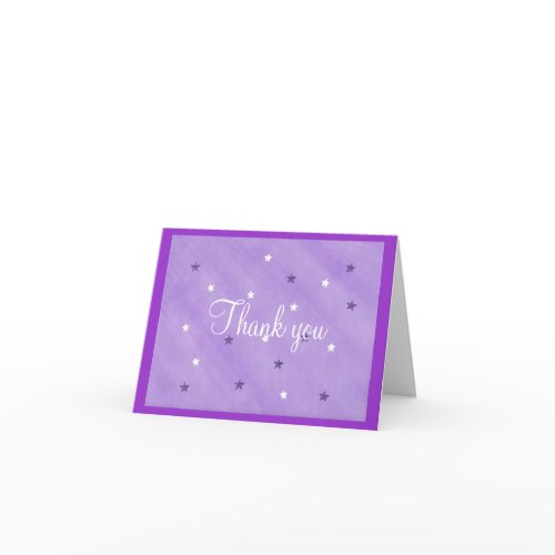Thank you card, purple and white stars card